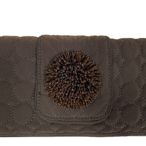 Vera Bradley Dazzle Clutch Brown Quilted Beaded